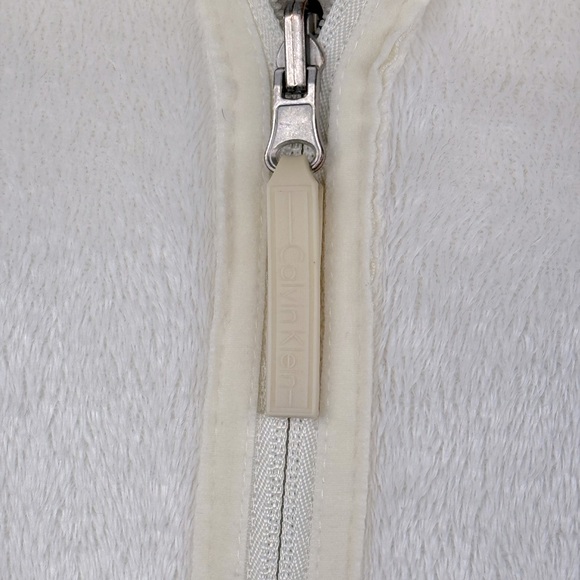 CALVIN KLEIN Women's Reversible Fleece Jacket Ivory/Cream-Large - Picture 5 of 6